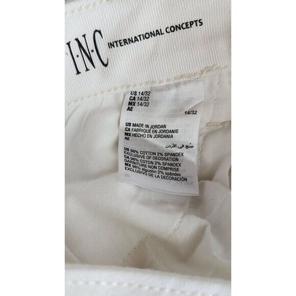 I.N.C International Concepts High Rise Denim White Embroidered Size 14 Jeans - Picture 8 of 9